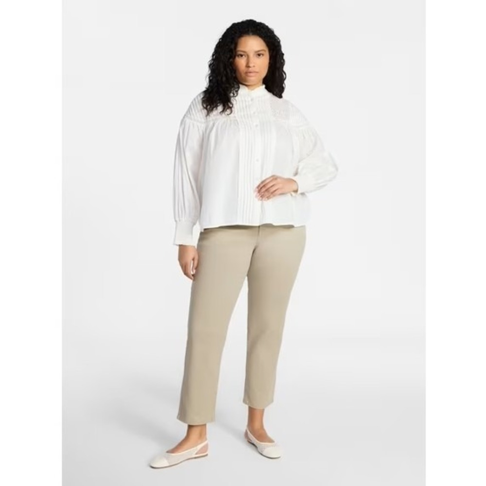 TERRA & SKY High Rise Straight Leg Jeans Sz 22W Quinn Khaki Beige Tan Denim NWT - Picture 5 of 13